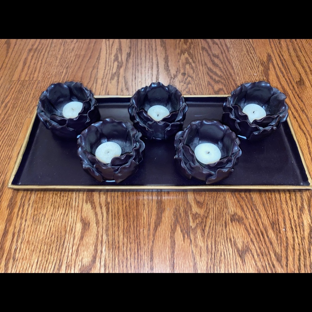 Purple arhus candles and holders